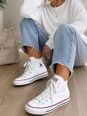 CONVERSE Kids Unisex Chuck Taylor All Star High Top White Sneakers | 3